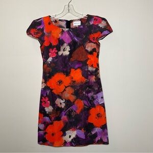 MILLY Women’s Chloe Multicolor Floral Cap Sleeve Short Sheath Dress Size 0